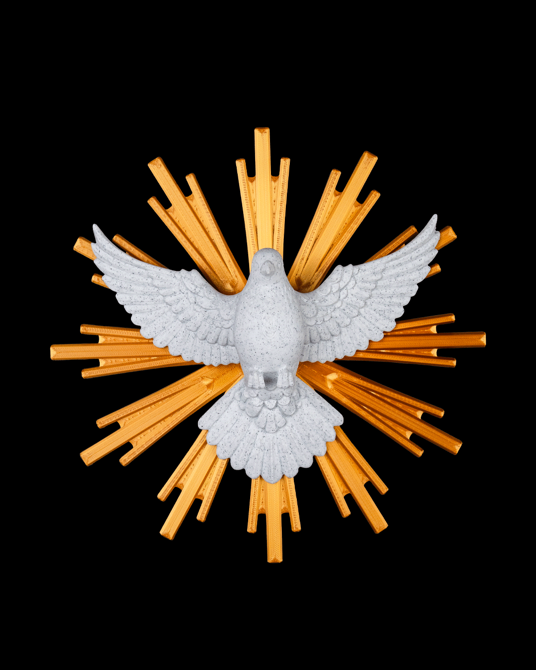 Divine Peace | 22cm Holy Spirit Dove with Golden Sunburst Halo Wall Décor