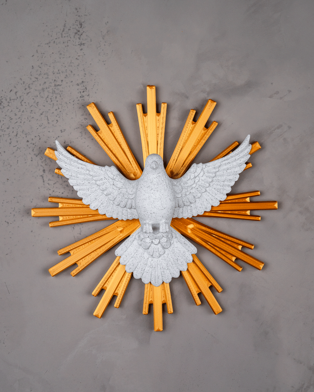 Divine Peace | 22cm Holy Spirit Dove with Golden Sunburst Halo Wall Décor