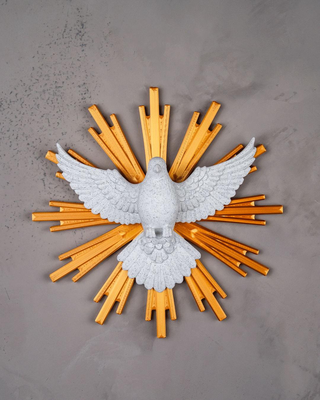 Divine Peace | 22cm Holy Spirit Dove with Golden Sunburst Halo Wall Décor