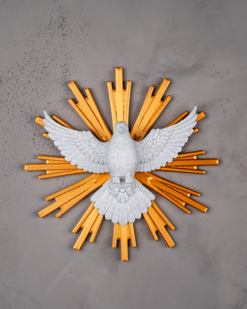Divine Peace | 22cm Holy Spirit Dove with Golden Sunburst Halo Wall Décor