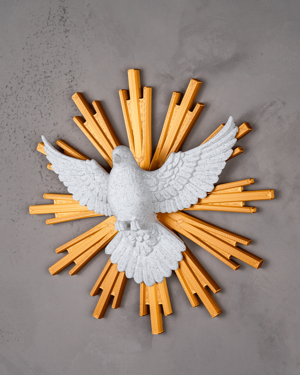 Divine Peace | 22cm Holy Spirit Dove with Golden Sunburst Halo Wall Décor