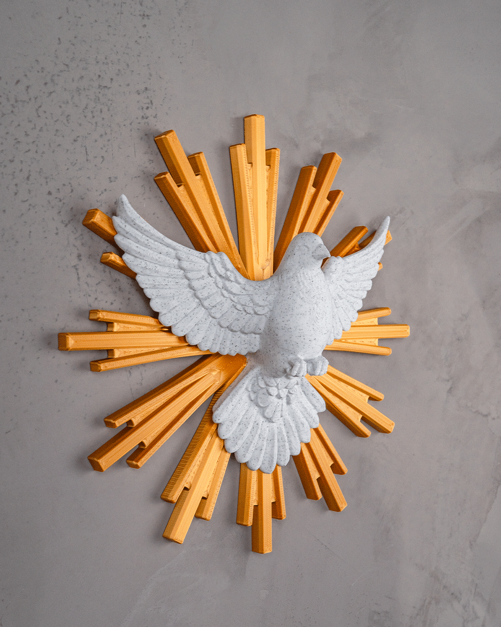 Divine Peace | 22cm Holy Spirit Dove with Golden Sunburst Halo Wall Décor