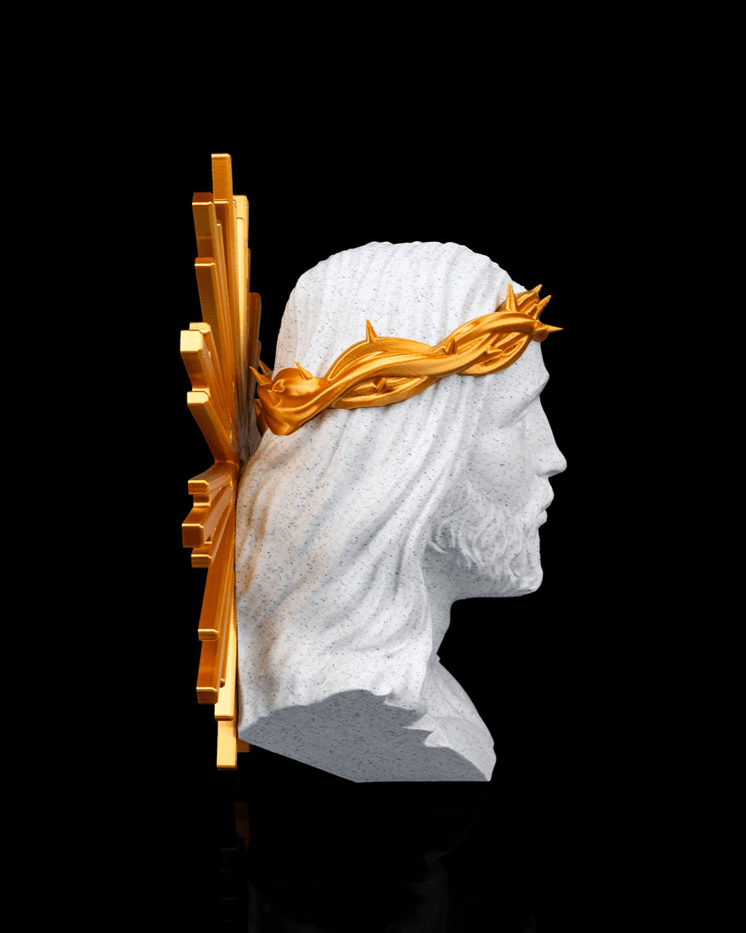 Divine Grace | 22cm Jesus Christ Bust with Golden Crown of Thorns & Radiant Halo