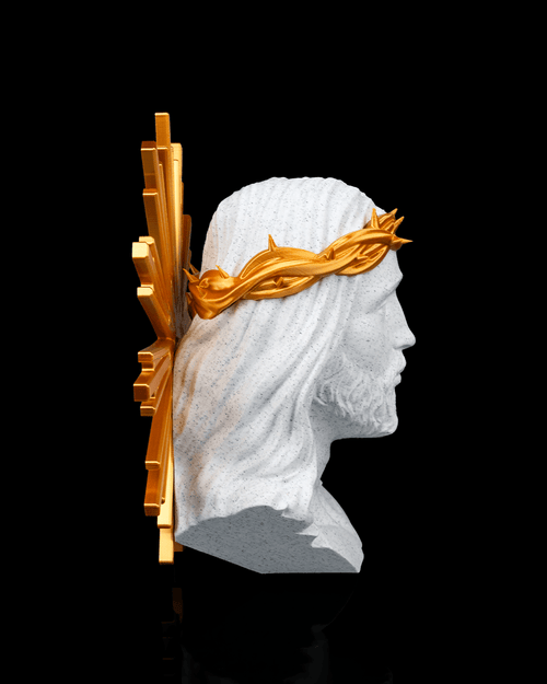 Divine Grace | 22cm Jesus Christ Bust with Golden Crown of Thorns & Radiant Halo