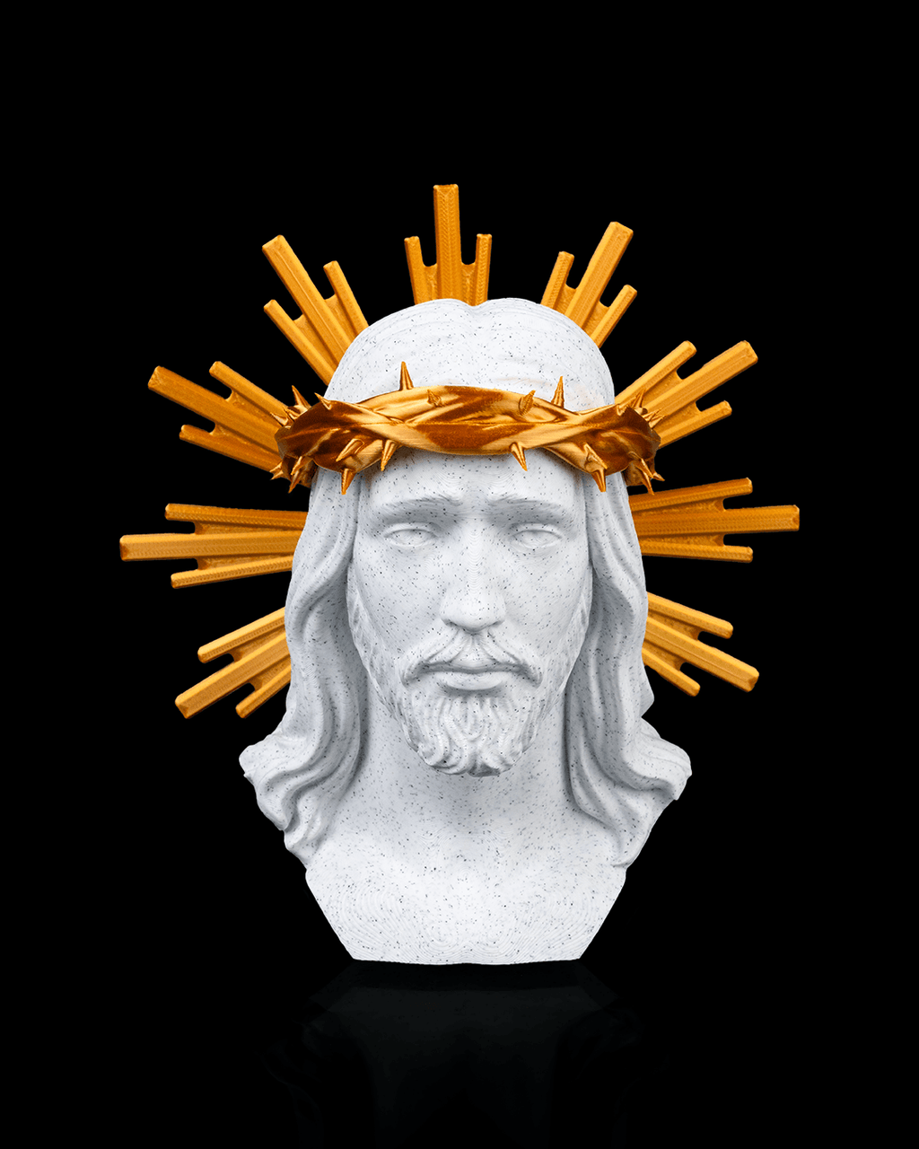 Divine Grace | 22cm Jesus Christ Bust with Golden Crown of Thorns & Radiant Halo