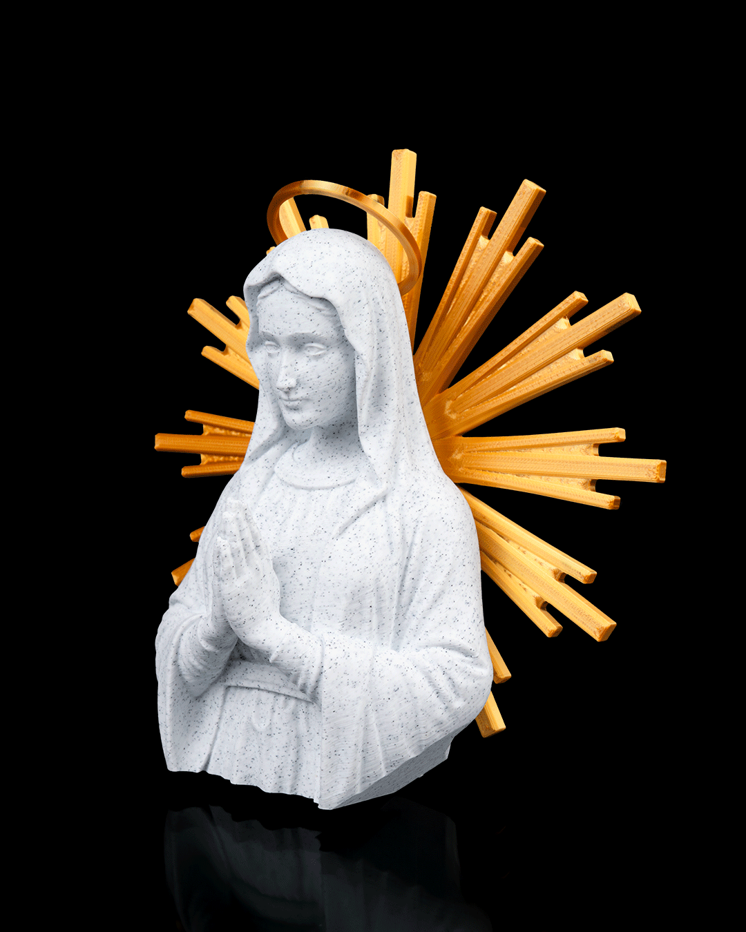 Heavenly Grace | Virgin Mary Praying Statue with Golden Sunburst Halo | 22cm & 36cm